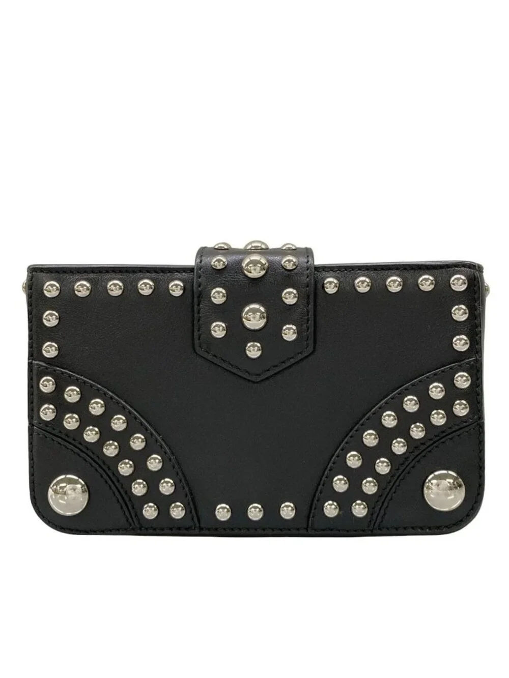 Prada Case Black Studded Leather Vanity Bag - Picture 2 of 10